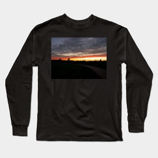 Starlings at sunset on the horizon Long Sleeve T-Shirt by fantastic-designs